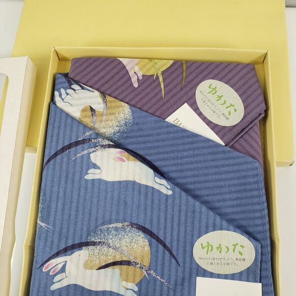 Vintage Bushoan Japanese Handkerchief Rabbit Mythology Culture Yukata Box Set 2 - Picture 5 of 11